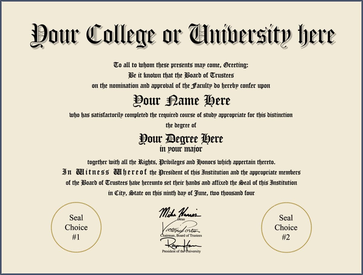 Fake Diploma Certificate Template