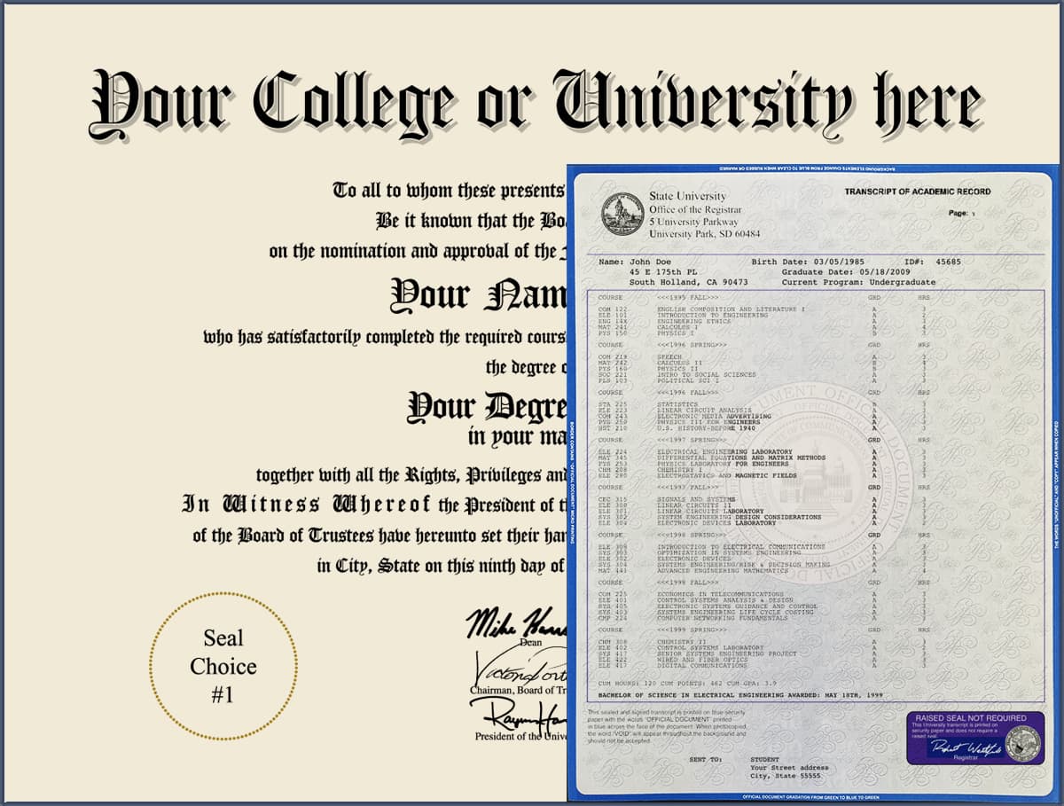 College Diploma - Design 2 with Transcripts COLLEGE_DIPLOMA_NDWT_02