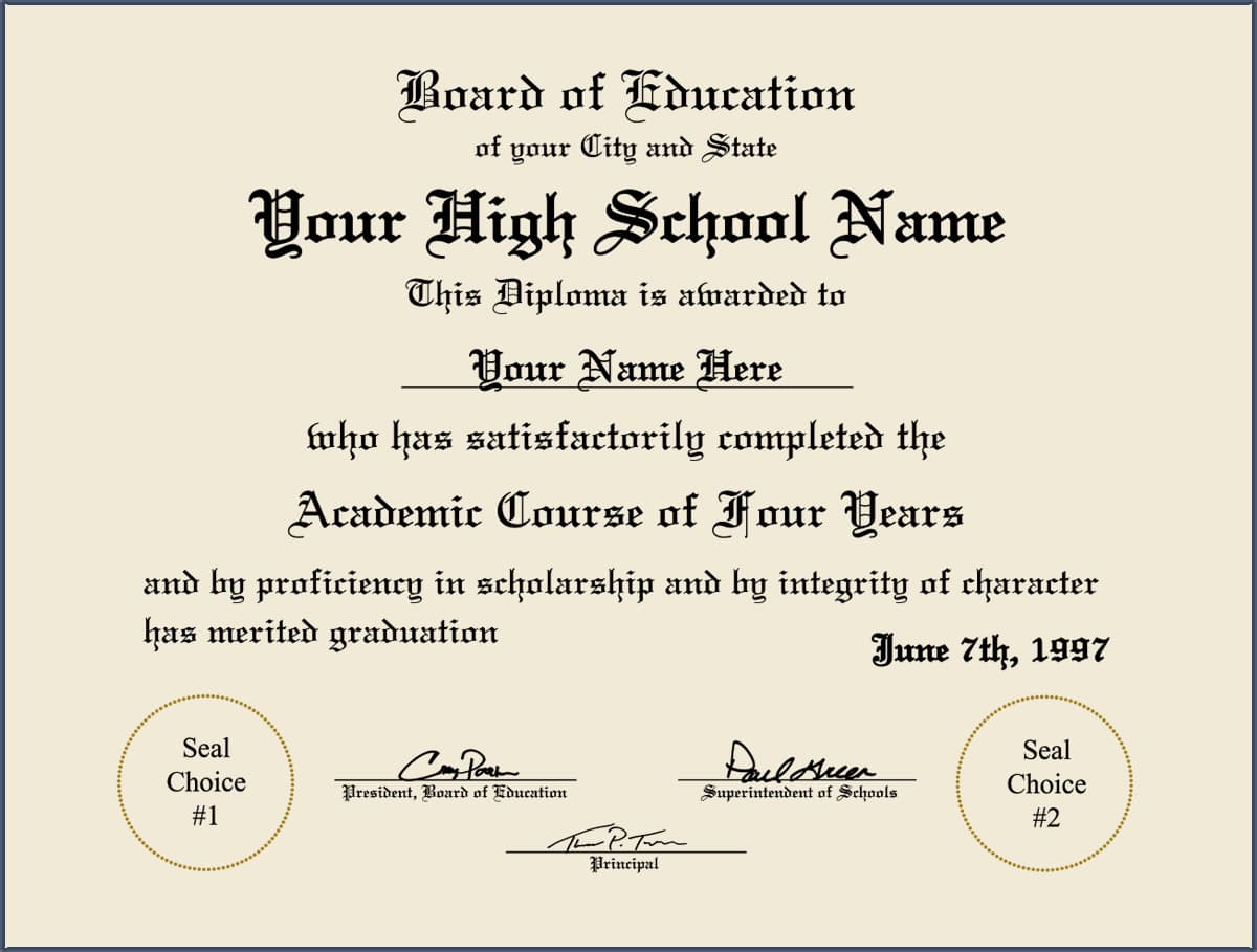 Fake High School Diploma Design 3